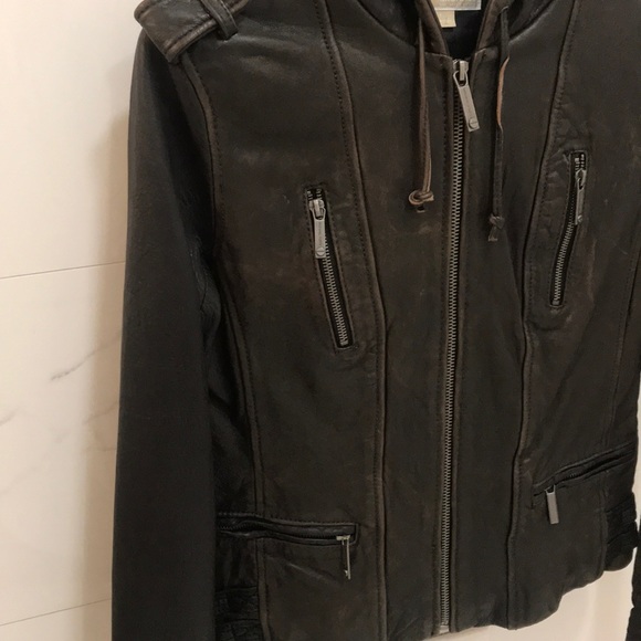 Leather MK Hooded Jacket - Picture 2 of 3